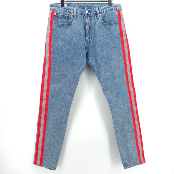 Levi's Other - Levi's 512 Mens Slim Taper Jeans 34x32 Blue Red Reflective Side Stripe